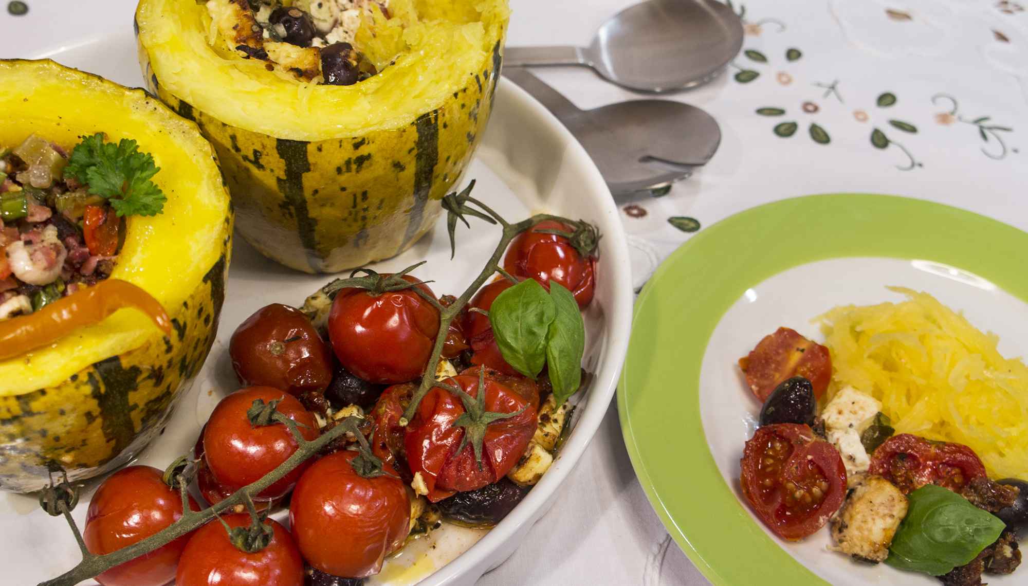 Spaghetti Kürbis mit zwei Füllungen