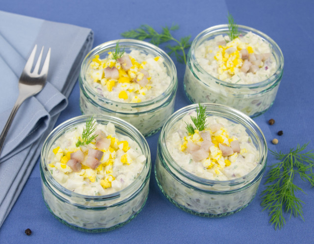 Matjes-Kohlrabi Salat feiner Fisch-Salat mit Dille